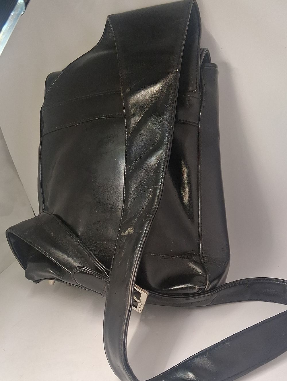 GUESS Black Faux Leather Mini Backpack with Silver Hardware - Picture 2 of 3
